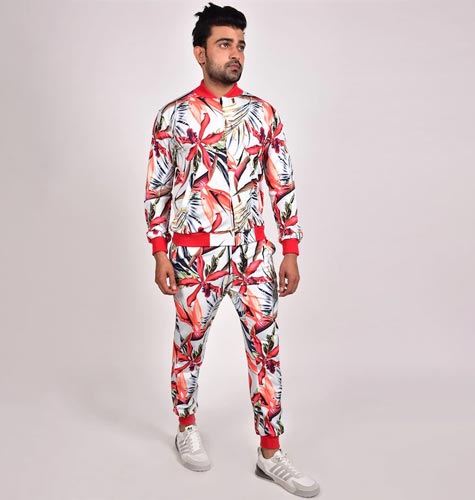 Men Tropical Digital Printed Lycra Tracksuit